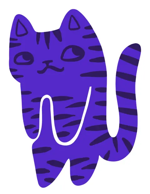 Purple striped cat with a white outline
