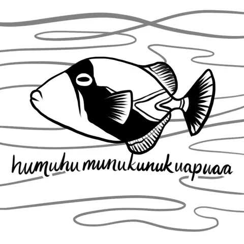 Ink triggerfish with the word humuhumunukunukuapuaa