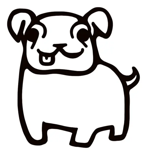 Smiling puppy with floppy ears