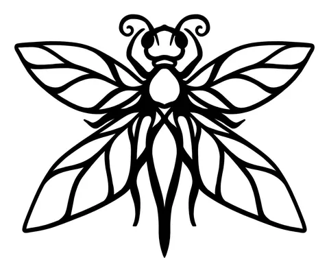Winged insect with leaf-shaped wings