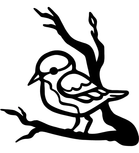 Bird perched on a bold black branch