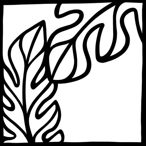 Black framed panel of large leaves