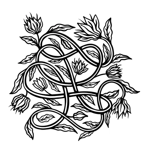 Tangle of vines, leaves and flowers