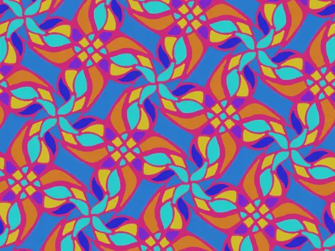 Repeating pattern in pink, orange and turquoise