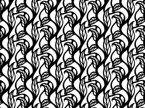 Black and white repeating leaf pattern