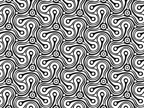 Black and white looping curve pattern