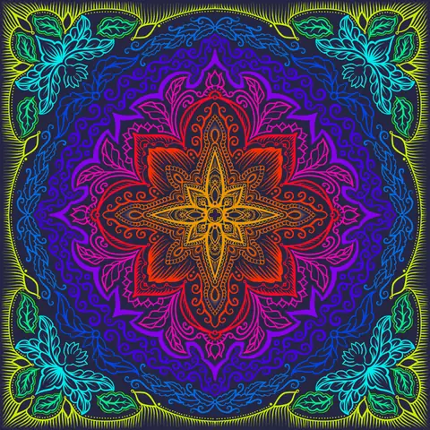 Neon rainbow mandala