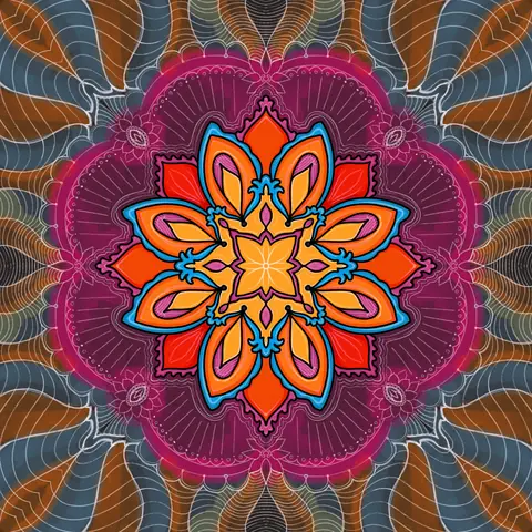 Orange and pink flower mandala